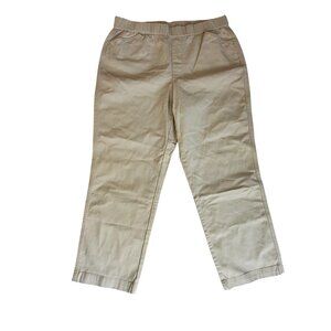 Lands End Womens Beige Stretch Cotton Mid Rise Pants Size 10 Elastic waistband